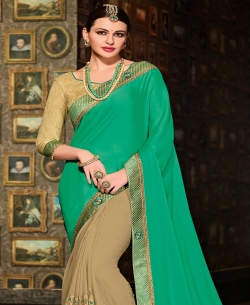 Green Georgette Border Work Border Sarees