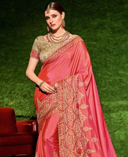 Pink Silk Border Work Border Sarees