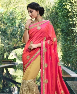 Peach Sana Silk Stone Work Designer Sarees