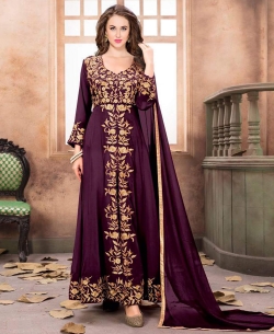 Purple Georgette Zardosi Salwar Suits