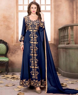 Navy Blue Georgette Zardosi Salwar Suits