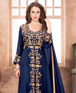 Navy Blue Georgette Zardosi Salwar Suits