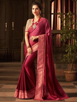 Maroon Silk Border Work Border Sarees