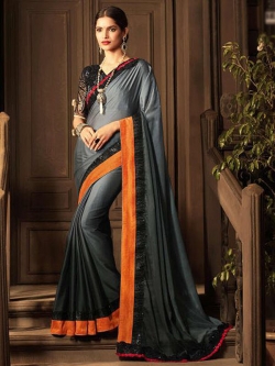 Grey Silk Border Work Border Sarees