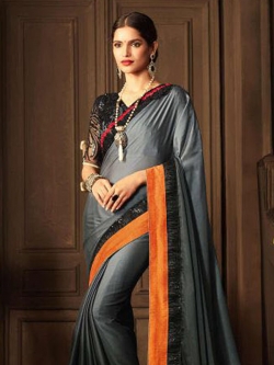 Grey Silk Border Work Border Sarees