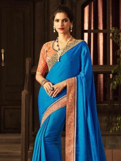 Blue Silk Border Work Regular Sarees