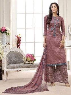 Brown Cotton Printed Palazzo Suits