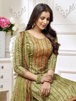 Green Cotton Printed Palazzo Suits