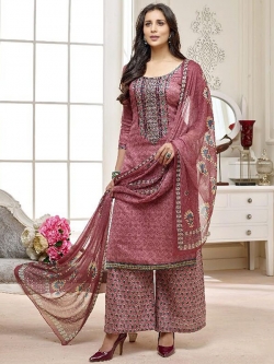 Pink Cotton Printed Palazzo Suits