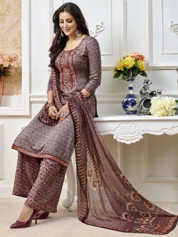 Grey Cotton Printed Palazzo Suits