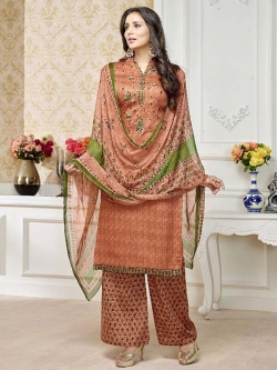 Orange Cotton Printed Palazzo Suits