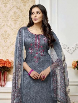 Grey Cotton Printed Palazzo Suits