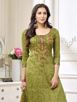 Green Cotton Printed Palazzo Suits