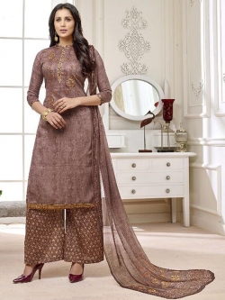 Brown Cotton Printed Palazzo Suits