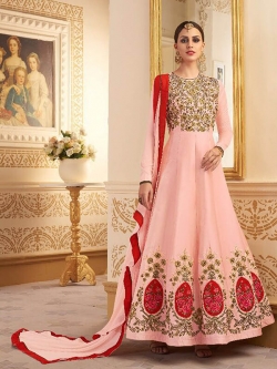 Pink Silk Embroidery Anarkali Suits