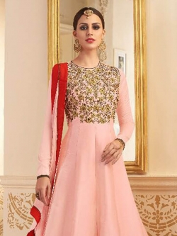Pink Silk Embroidery Anarkali Suits
