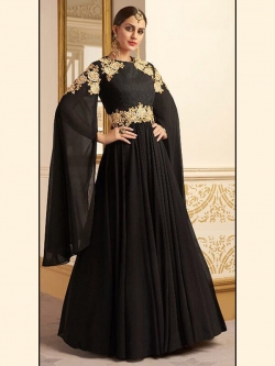 Black Georgette Embroidery Anarkali Suits