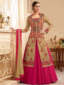 Beige Silk Embroidery Anarkali Suits