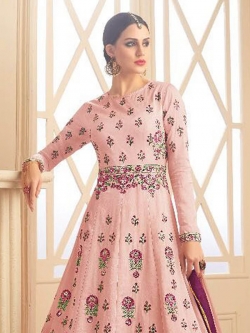 Pink Silk Embroidery Anarkali Suits