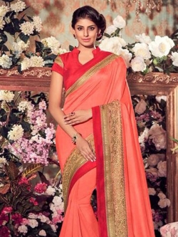 Peach Silk Border Work Border Sarees


