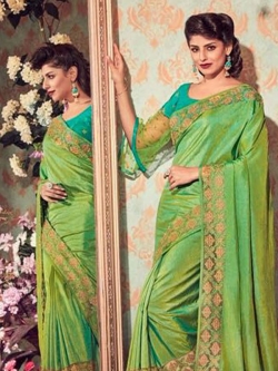 Green Silk Border Work Designer Sarees

