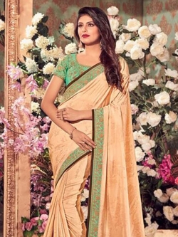 Beige Silk Border Work Regular Sarees
