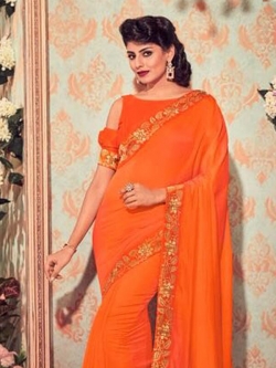 Orange Silk Border Work Border Sarees
