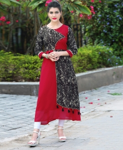 Red Fox Georgette Printed Anarkali Kurtis