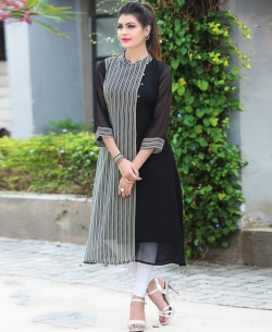 Black Fox Georgette Printed Anarkali Kurtis