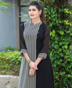 Black Fox Georgette Printed Anarkali Kurtis