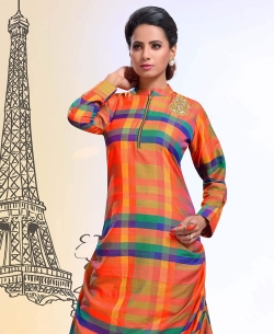 Orange Crepe Digital Printed Anarkali Kurtis