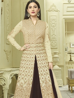 Cream Malbry Silk With Fusing Embroidery Long Choli Lehengas