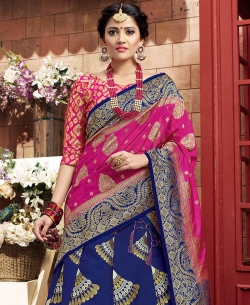 Blue Banarasi Silk Jacquard A Line Lehengas