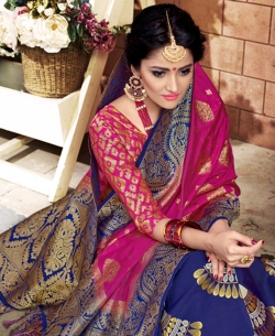 Blue Banarasi Silk Jacquard A Line Lehengas