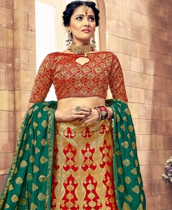 Maroon Banarasi Silk Jacquard A Line Lehengas