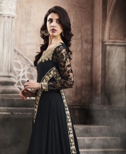 Black Georgette Embroidery Anarkali Suits