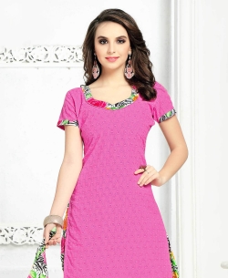 Pink Cotton Printed Patiala Suits