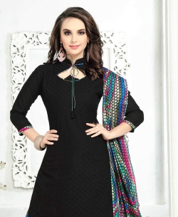 Black Cotton Printed Patiala Suits