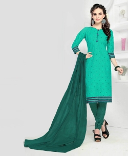 Light Green Cotton Printed Chudidhar Suits