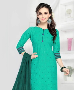 Light Green Cotton Printed Chudidhar Suits
