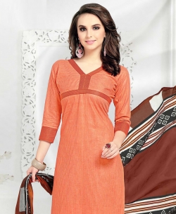 Peach Cotton Printed Chudidhar Suits