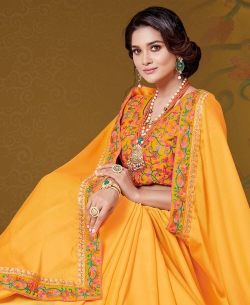 Yellow Chiffon Border Work Border Sarees