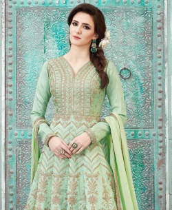 Light Green Australian Embroidery Anarkali Suits