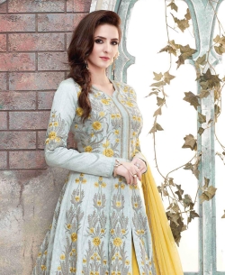 Grey Australian Embroidery Anarkali Suits