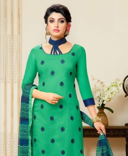 Green Chanderi Embroidery Straight Suits