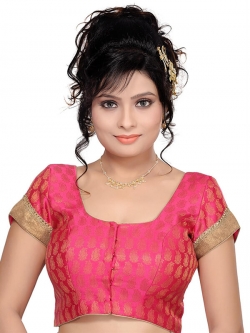Pink Brocade Floral Design Blouses