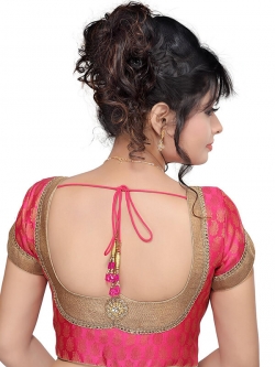 Pink Brocade Floral Design Blouses