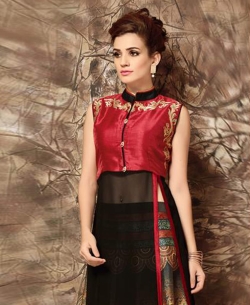 Multi Bangalori Silk & Georgette Plain Long Choli Lehengas