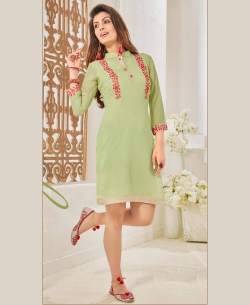Light Green Cotton Satin Digital Printed Anarkali Kurtis