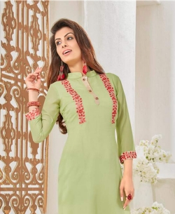 Light Green Cotton Satin Digital Printed Anarkali Kurtis